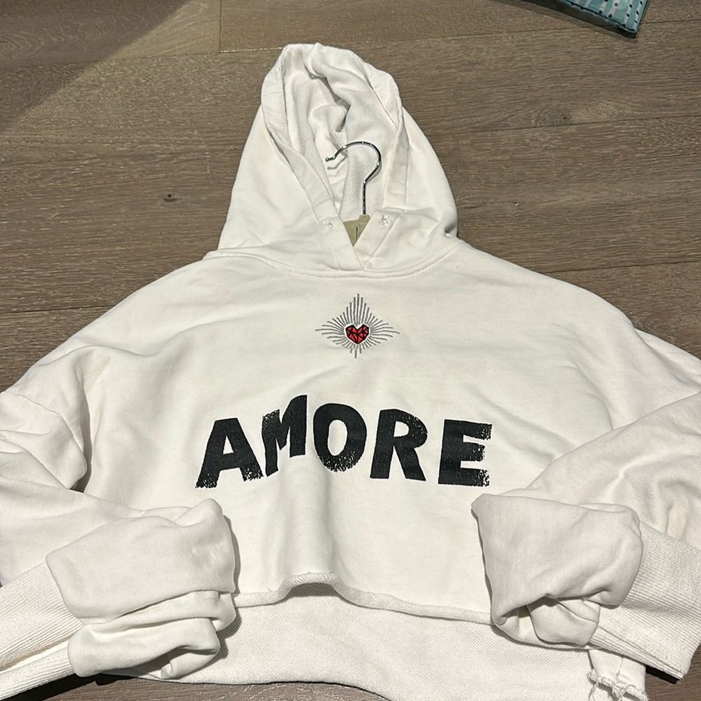 Dance & Marvel Cropped White Hoodie